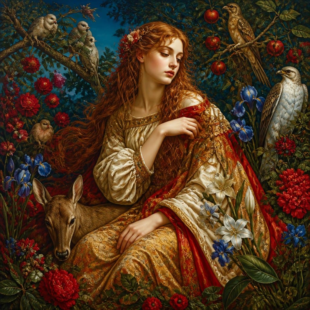 AI-generated image inspired by Pre-Raphaelite Brotherhood