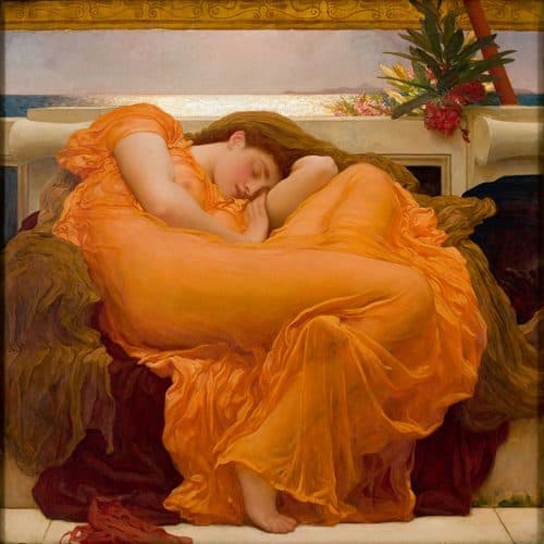 Flaming June title QS:P1476,en:"Flaming June "label QS:Len,"Flaming June "label QS:Lbho,"फ्लेमिंग जून"label QS:Lfr,"June flamboyante"label QS:Let,"Lõõmav juuni"label QS:Lfa,"ژوئن سوزان"label QS:Lsk,"Žeravý jún."label QS:Lru,"Пылающий июнь"label QS:Lmzn,"تش دار ژوئن"label QS:Lko,"불타는 6월"label QS:Lpt,"Sol ardente de junho (ou Junho flamejante)"label QS:Luk,"Палаючий червень"label QS:Lhy,"Կիզիչ հունիս"label QS:Lzh,"燃燒的六月"label QS:Lda,"Flaming June"label QS:Ltr,"Haziran Alevi"label QS:Lja,"フレイミング・ジューン"label QS:Lml,"ഫ്ലേമിങ് ജൂൺ"label QS:Lhu,"Lángoló június"label QS:Larz,"المشتعله يونيو"label QS:Lvi,"Tháng Sáu cháy bỏng"label QS:Lhe,"להבות יוני"label QS:Lnl,"Flaming June"label QS:Les,"Sol ardiente de junio"label QS:Lit,"Avvampante giugno"label QS:Luz,"Yonayotgan iyun"label QS:Lca,"Flaming June"label QS:Lar,"يونيو المتقدة" — Aesthetic Movement