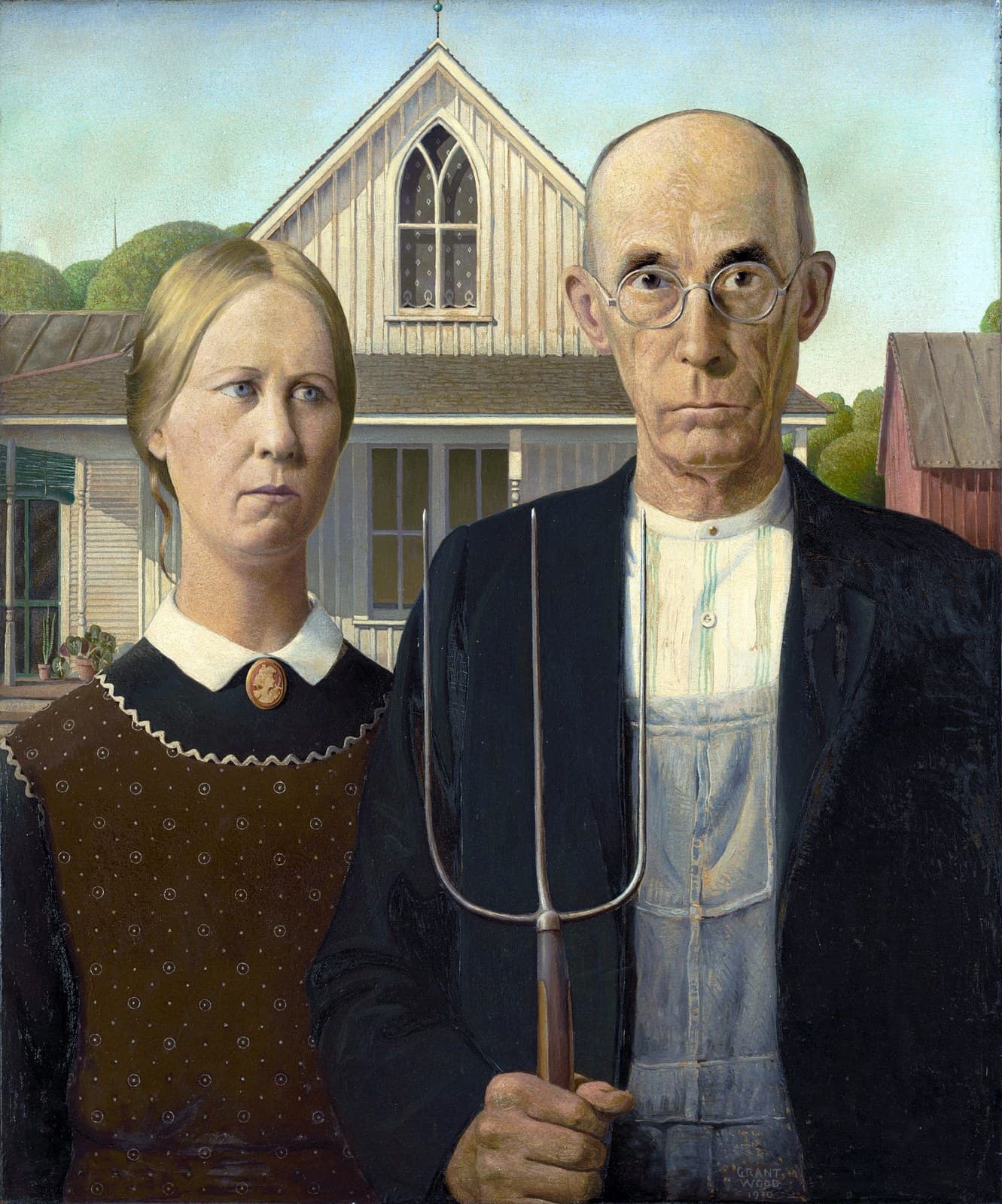 American Gothic title QS:P1476,en:"American Gothic "label QS:Len,"American Gothic "label QS:Les,"American Gothic"label QS:Lhu,"Amerikai gótika"label QS:Lis,"American Gothic"label QS:Leu,"American Gothic"label QS:Lru,"Американская готика"label QS:Lde,"American Gothic"label QS:Len-gb,"American Gothic"label QS:Lsr-ec,"Америчка готика"label QS:Lzh,"美国哥特式"label QS:Lda,"American Gothic"label QS:Lka,"ამერიკული გოტიკა"label QS:Lja,"アメリカン・ゴシック"label QS:Lsv,"American Gothic"label QS:Luk,"Американська готика"label QS:Leml,"American Gothic"label QS:Lzh-hant,"美國哥德式"label QS:Lko,"아메리칸 고딕"label QS:Len-ca,"American Gothic"label QS:Lit,"American Gothic"label QS:Lfr,"American Gothic"label QS:Lfi,"American Gothic"label QS:Luz,"Amerikancha gotika"label QS:Lhy,"Ամերիկյան գոթիկա"label QS:Lms,"American Gothic"label QS:Leo,"Usona Gotiko"label QS:Lmr,"अमेरिकन गॉथिक"label QS:Llt,"Amerikietiška gotika"label QS:Lvi,"American Gothic"label QS:Larz,"القوطيه الامريكيه"label QS:Llv,"Amerikāņu gotika"label QS:Laz,"Amerikan qotikası"label QS:Lnew,"अमेरिकन गथिक"label QS:Lml,"അമേരിക്കൻ ഗോതിക്"label QS:Lsr,"Америчка готика"label QS:Lpt-br,"American Gothic"label QS:Lca,"Gòtic americà"label QS:Lid,"American Gothic"label QS:Lpl,"American Gothic"label QS:Lnb,"American Gothic"label QS:Lnl,"American Gothic"label QS:Ltr,"Amerikan Gotiği"label QS:Lbg,"Американска готика"label QS:Lpt,"Gótico Americano"label QS:Lro,"American Gothic"label QS:Lfa,"گوتیک آمریکایی"label QS:Lar,"القوطية الأمريكية (لوحة)"label QS:Lhe,"אמריקן גות'יק"label QS:Lcs,"Americká gotika" — American Regionalism artwork