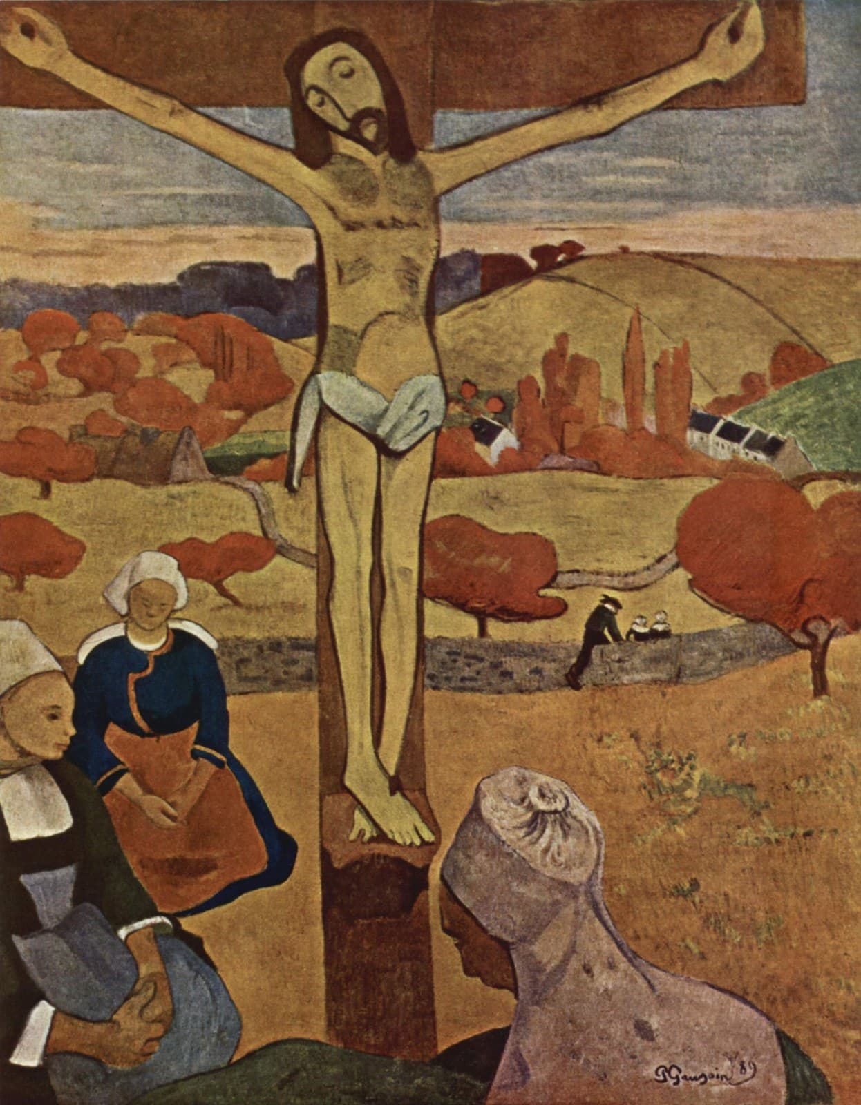 The Yellow Christ label QS:Lfr,"Le Christ jaune"label QS:Len,"The Yellow Christ"label QS:Lca,"El Crist groc"label QS:Lde,"Der gelbe Christus"label QS:Lit,"Il Cristo giallo"label QS:Lru,"Жёлтый Христос"label QS:Lpl,"Żółty Chrystus" — Cloisonnism artwork