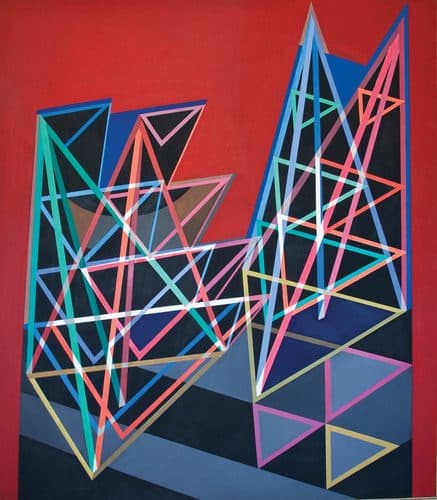 1968 Construction on Red Background — Op Art