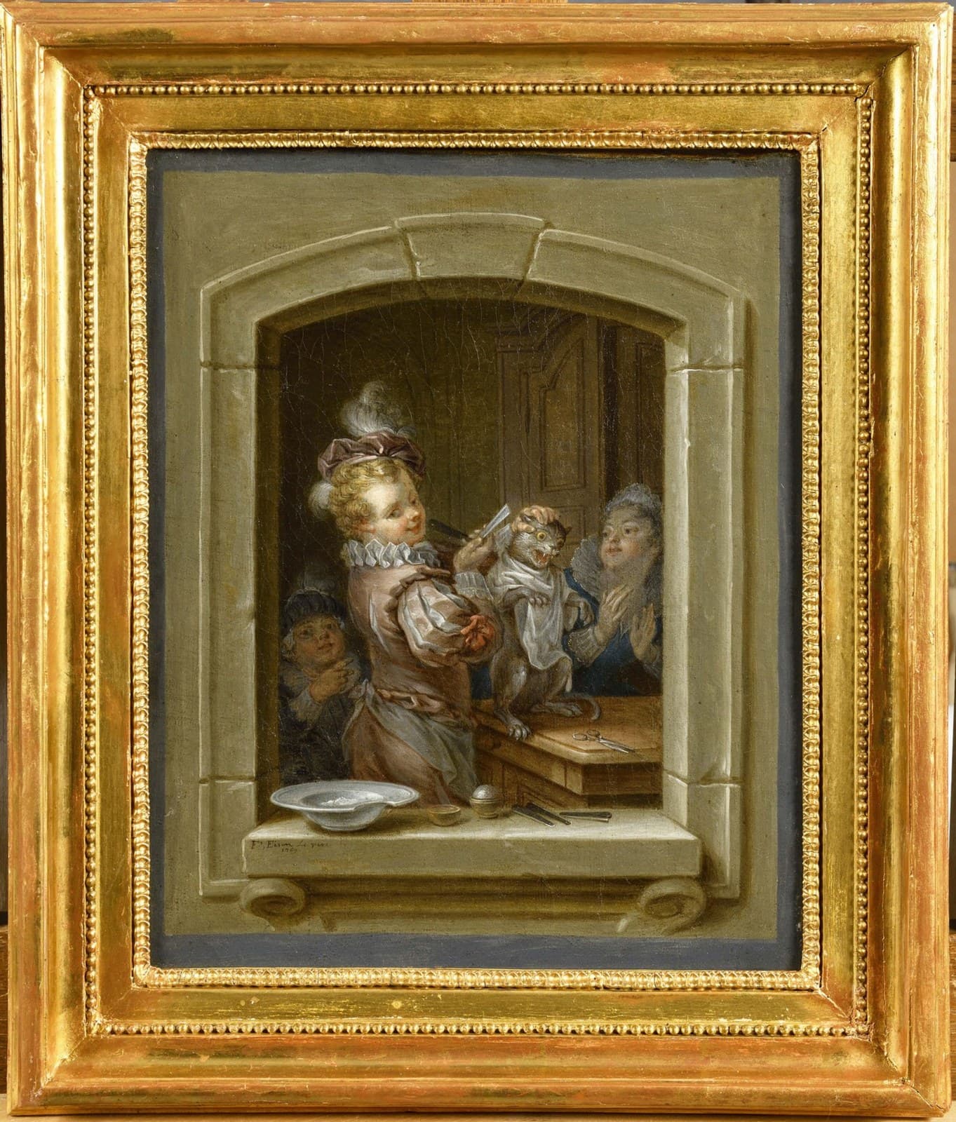 The cat's' toilettelabel QS:Len,"The cat's' toilette" — Rococo artwork